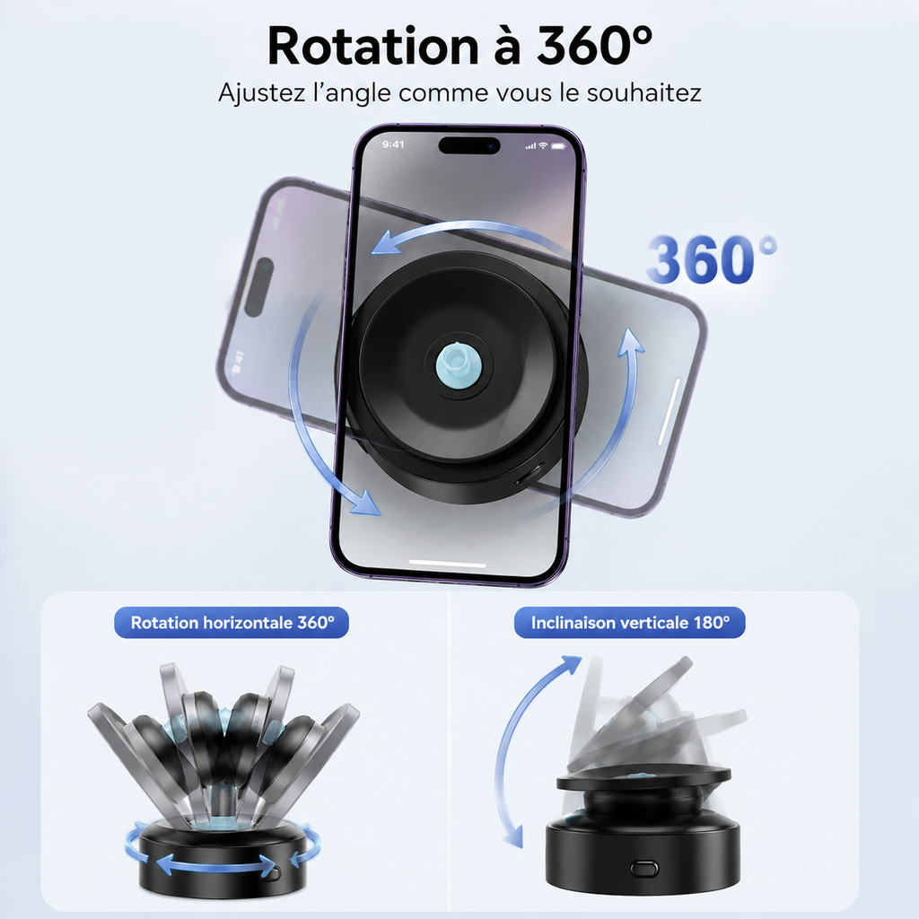 Support magnétique intelligent pour smartphone – Fixation à aspiration
