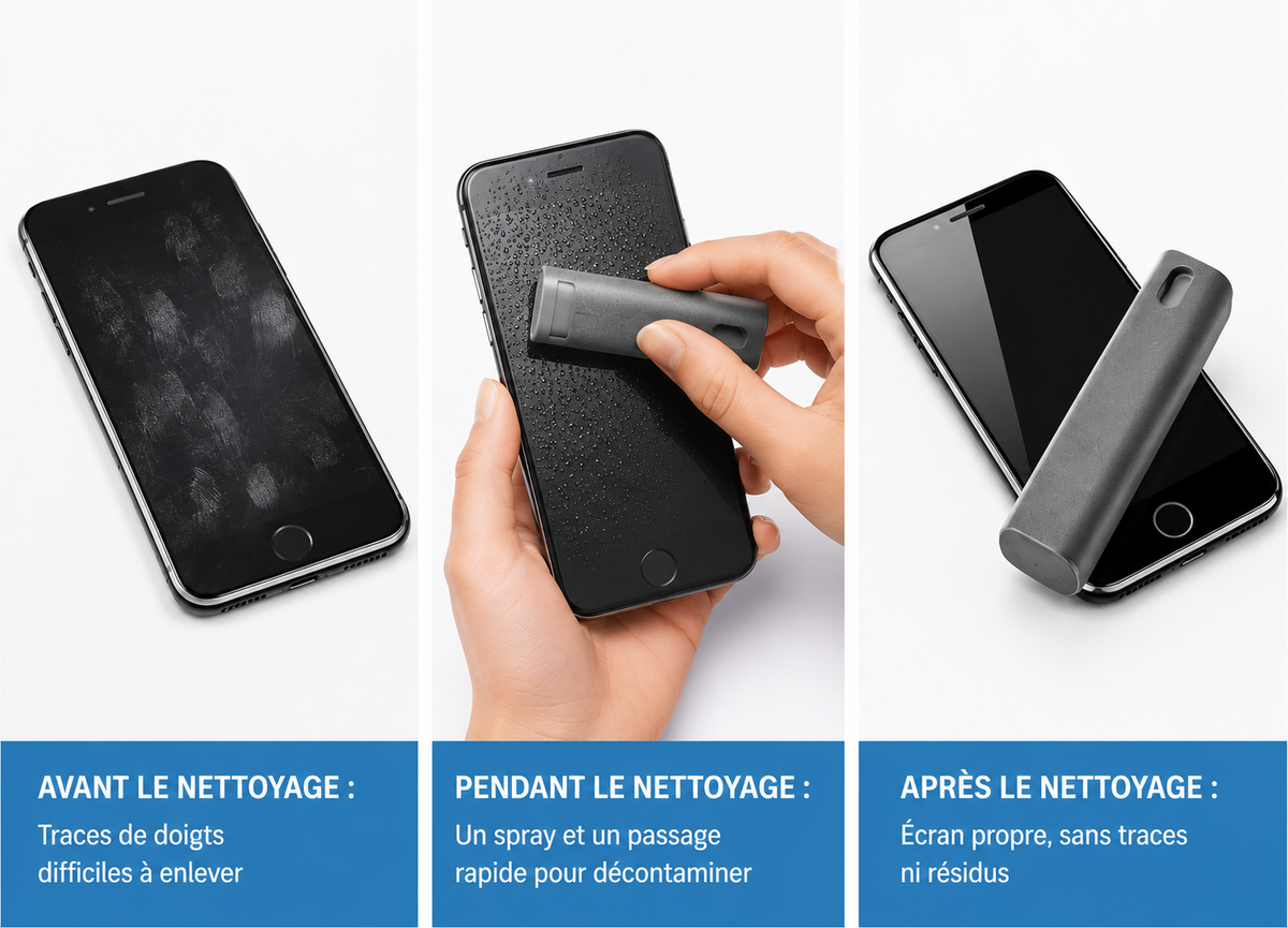 Kit de nettoyage 2-en-1 pour écran de téléphone et d’ordinateur – Chiffon microfibre anti-poussière