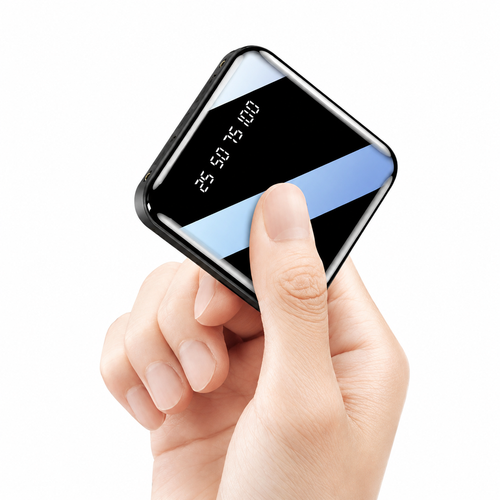 Mini batterie externe portable avec écran numérique effet miroir