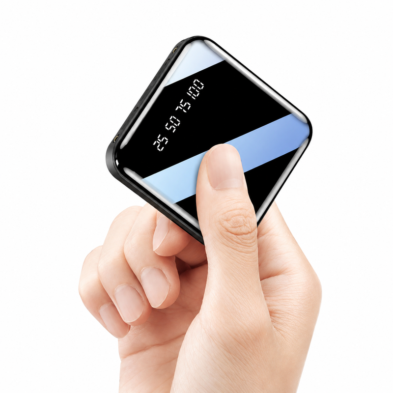 Mini batterie externe portable avec écran numérique effet miroir