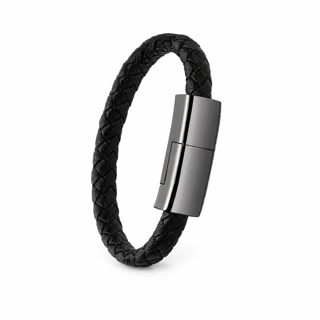 Bracelet Chargeur 3-en-1 – Compatible iPhone, USB-C et Micro-USB