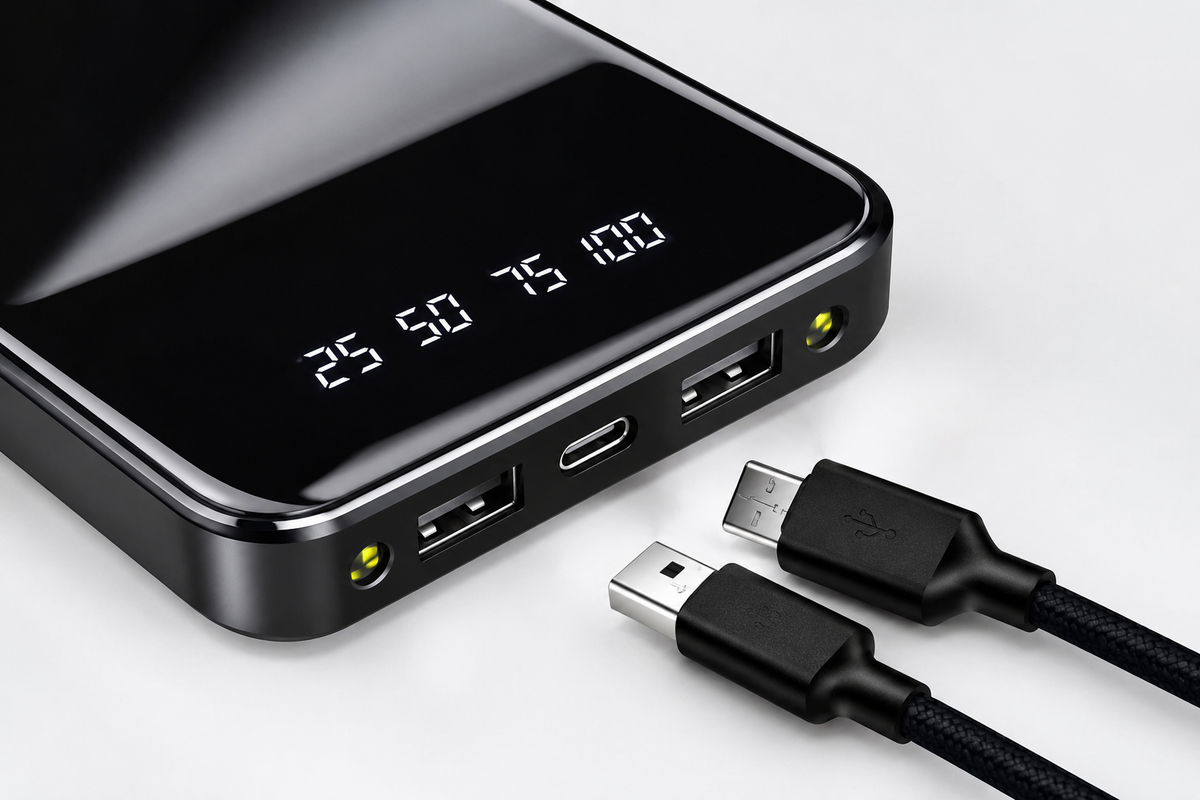 Mini batterie externe portable avec écran numérique effet miroir